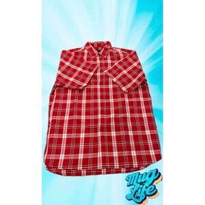 SOUTHPOLE Plaid Short Sleeve Vtg 90s‎ Y2K Hip Hop Skater Embroidered Shirt Sz XL